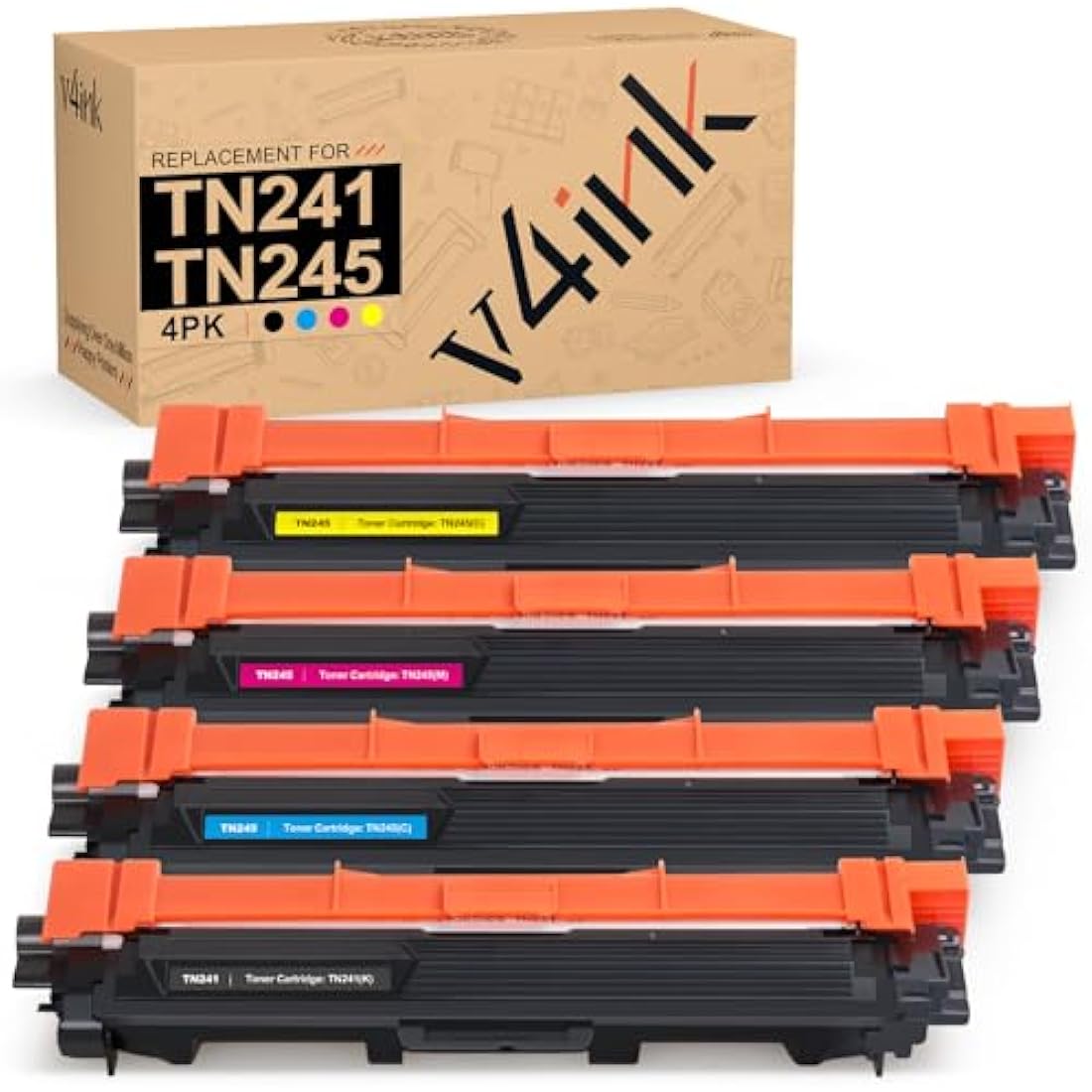 v4ink TN-241 TN-245 Toner Cartridges Compatible for Brother TN241 TN245 HL-3140CW 3142CW 3150CDW 3170CDW DCP-9015CDW 9017CDW 9020CDW MFC-9130CW 9140CDN 9330CDW 9340CDW (Packaging May Vary)