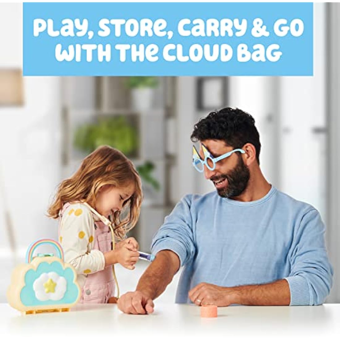 Bluey Cloud Bag Doctor's Set, Doctor Check Up Set, Toy Doctor's Playset with 7 Play Pieces, Multicolor (13095)