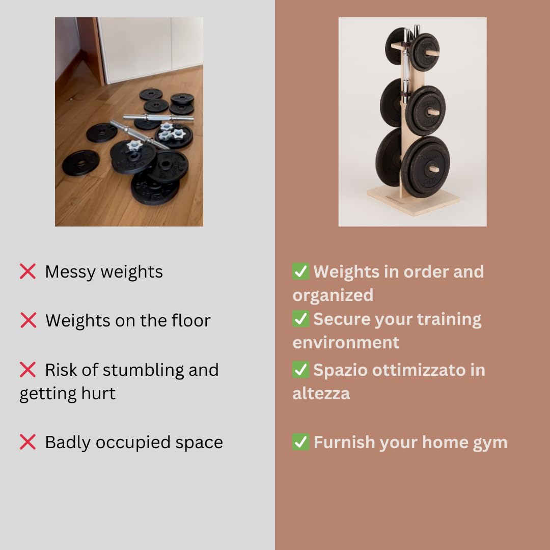 Meanswood Keep Up | Weight holder | Home gym weight holder | Disc rack | Vertical disc weight holder | Wood