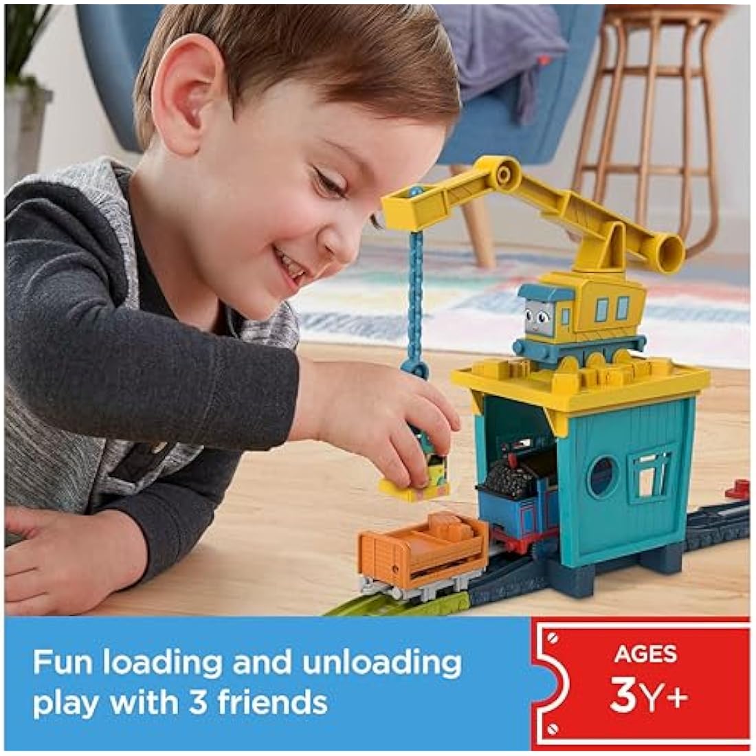 Thomas & Friends Motorized Toy Train Set Fix 'em Up Friends with Carly the Crane & Sandy the Rail Speeder for Preschool Kids Ages 3+ Years, HDY58