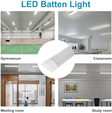 muzha 4 Packs LED Batten Lights 4FT 40W 4000k Daylight,Low Profile Wall or Ceiling Surface Mounted Fitting for Home/Workshop/Office/School Restaurant