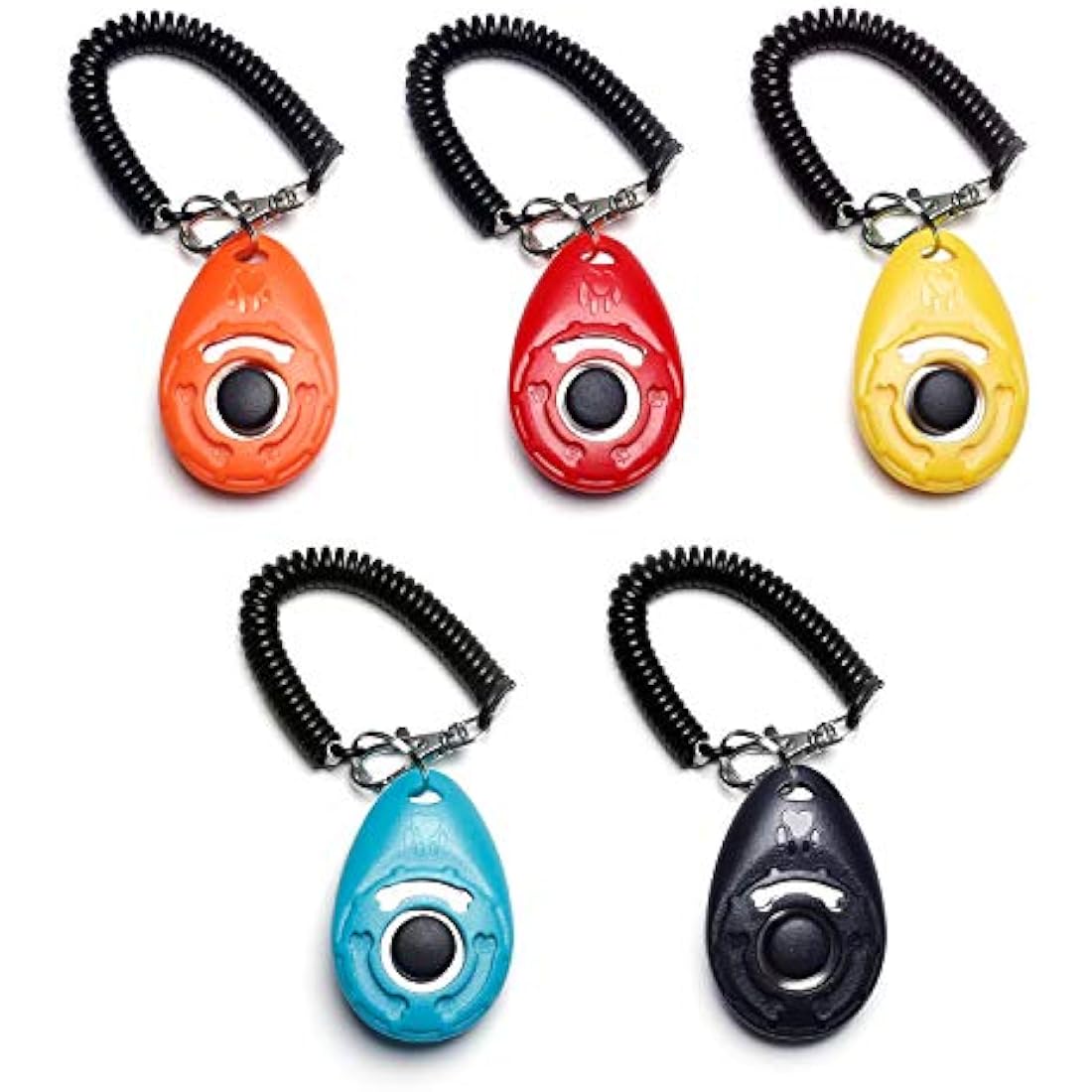 Toozey dog clicker, 5 pieces of clickers with wrist strap, clicker with large button, 5 colours, bonus E-book