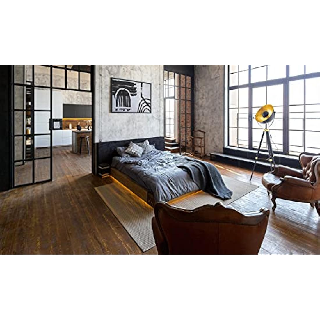 Eglo Covaleda 1-Flame Industrial and Vintage Floor lamp, Made of Wood and Steel with Brass, Black and Gold Colours Standing Light, incl. Switch, E27 Socket