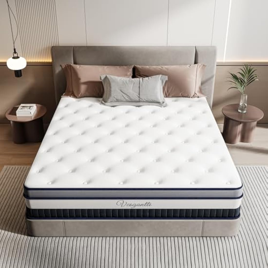 Vesgantti 3FT Single Mattress, 11 Inch Pocket Sprung Mattress Single with Breathable Foam and Individually Pocket Spring - Medium, Luxury Box Top Collection