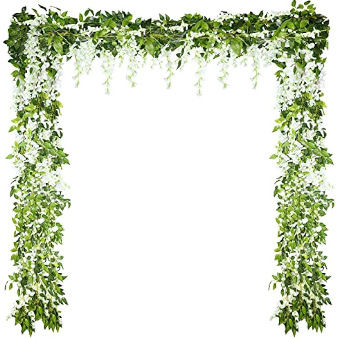 Syhood 4 Pieces 26 Feet in Total Vine Artificial Wisteria Garland Artificial Wedding Silk Wisteria Hanging Flower for Wedding Arch Home Garden Party Outdoor Decor(White)