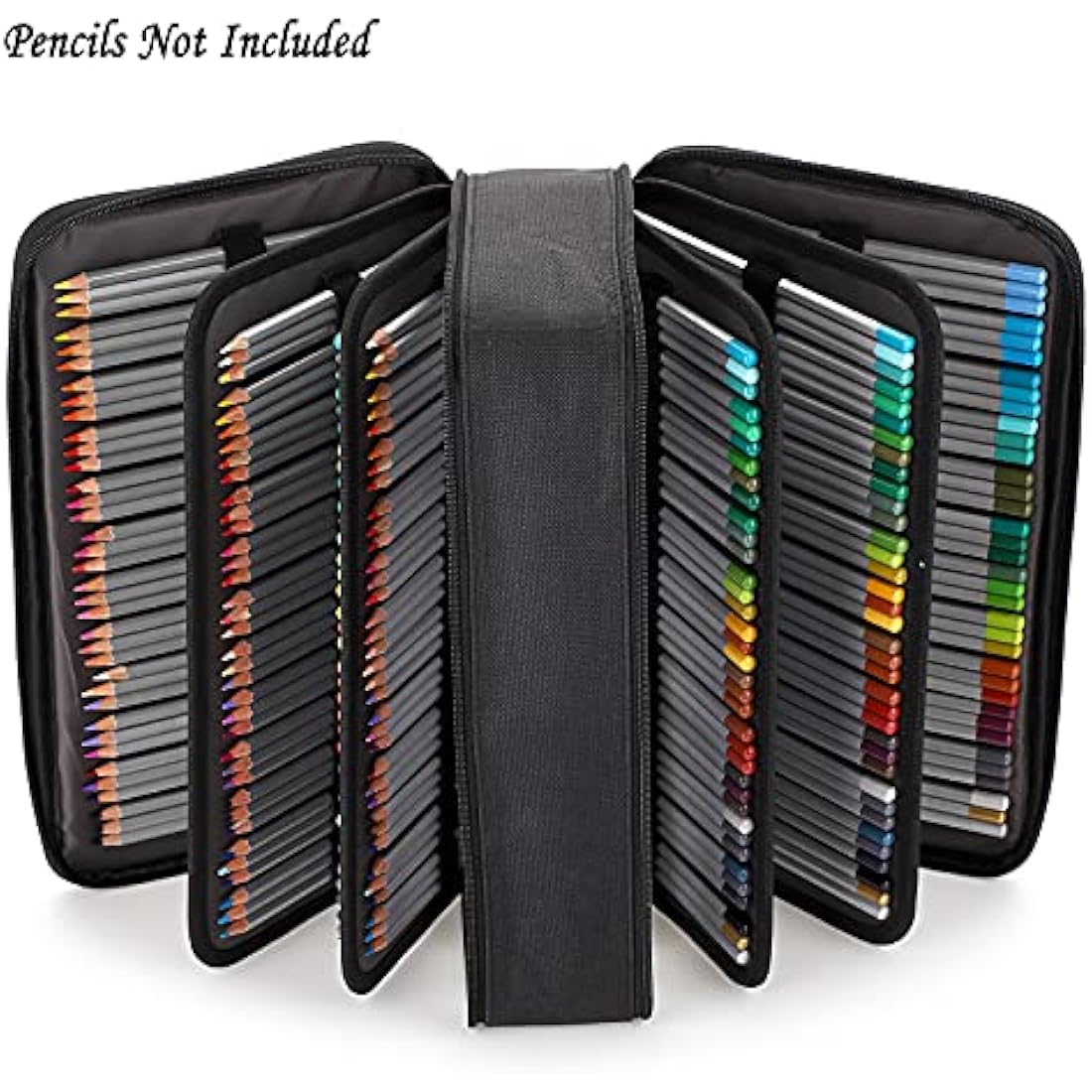BSTKEY Pencil Case Wrap for Colored Pencils, Large Capacity 360 Slots Pencil Holder with Double Zipper Students School Office Pencil Pouch, Black (No Pencils)