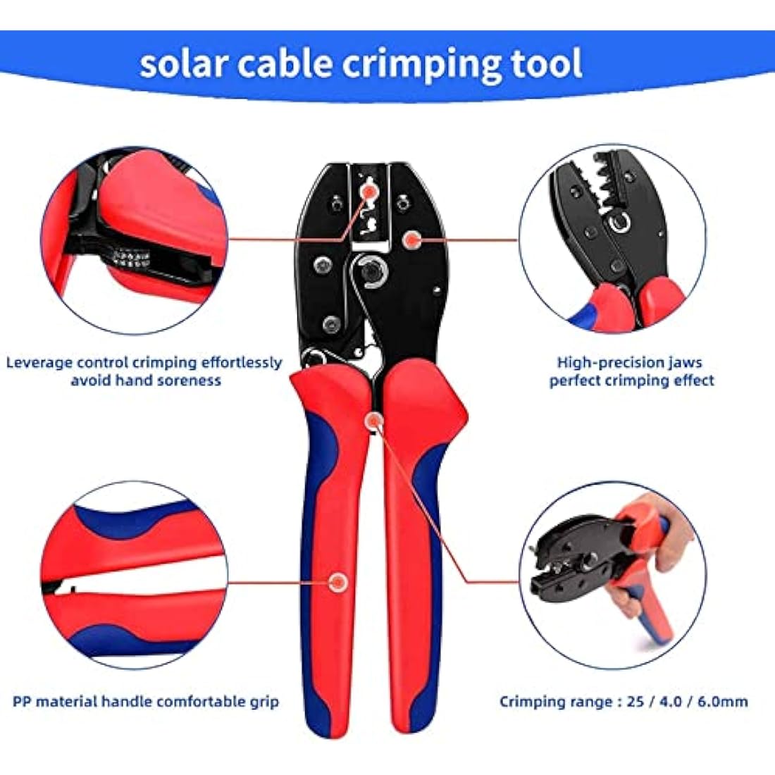 QeeHeng Solar Crimping Tool Kit-Solar Cable Connector,6 Pairs Male/Female Panel Connectors, 1 Crimper Tool,2pcs Spanner Wrench,37pcs Solar Panel Wiring Kits