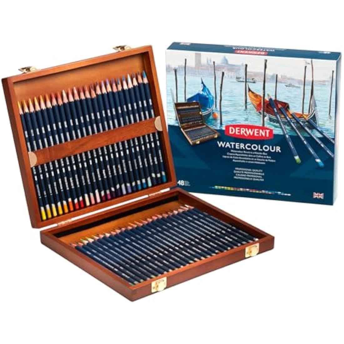 Derwent Watercolour Pencils, Painting & Drawing, Set Of 48 In Wooden Gift Box, Ideal For Blending & Layering, Professional Quality, 0700758