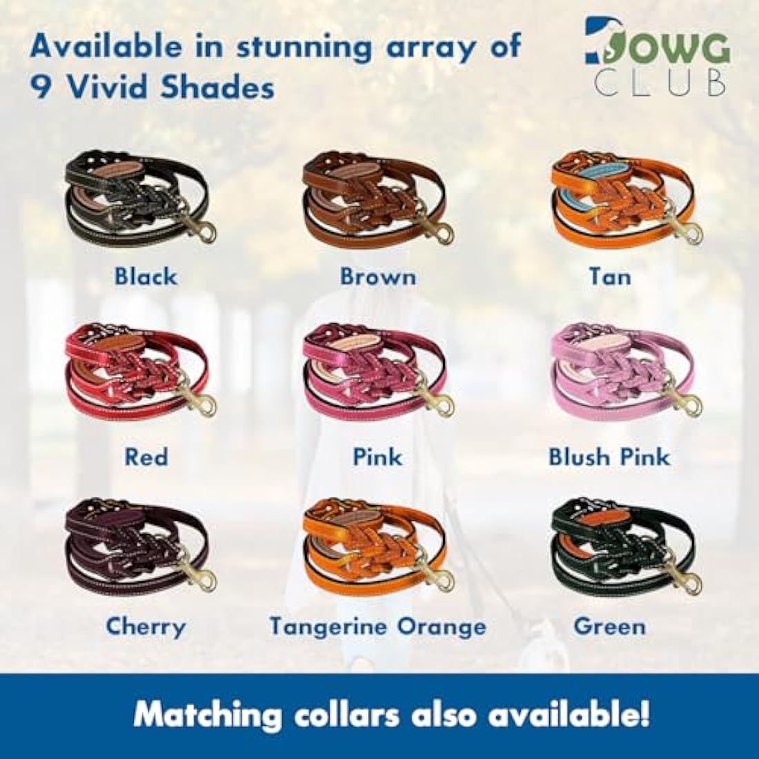 DowgClub | 6' Genuine Leather Dog Leash | Heavy Duty, Handmade, Braided, Strong | Medium, Large, X-L Dogs | Dual Handle Design D Ring | Padded & Traffic | Black, Brown, Cherry, Tan (6 feet, Tan))
