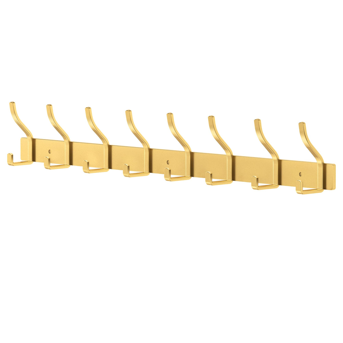 MEIJO Coat Hooks Wall Mounted Stainless Steel, Gold Coat Rack Wall Mounted with 8 Hooks Heavy Duty Coat Hooks for Door, Bathroom, Bedroom, Kitchen