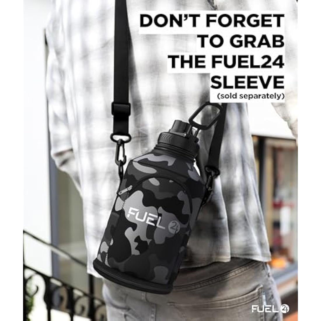 Fuel24 1.3L/2.2L Water Bottle Metal - STRONG, Drop & Leakproof BPA free 2L 1L Stainless Steel Water Bottle (1 Litre) - Large Gym Bottles for Men, Sports Water Bottle, Travel, Hiking Water Bottle