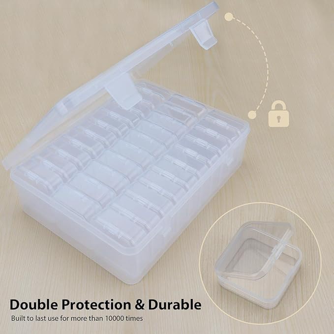 Pixaro Small Plastic Craft Storage Boxes, 30Pcs Bead Organiser Storage Box, Diamond Art Organiser Box, Clay Beads Craft Storages Boxes for Beads