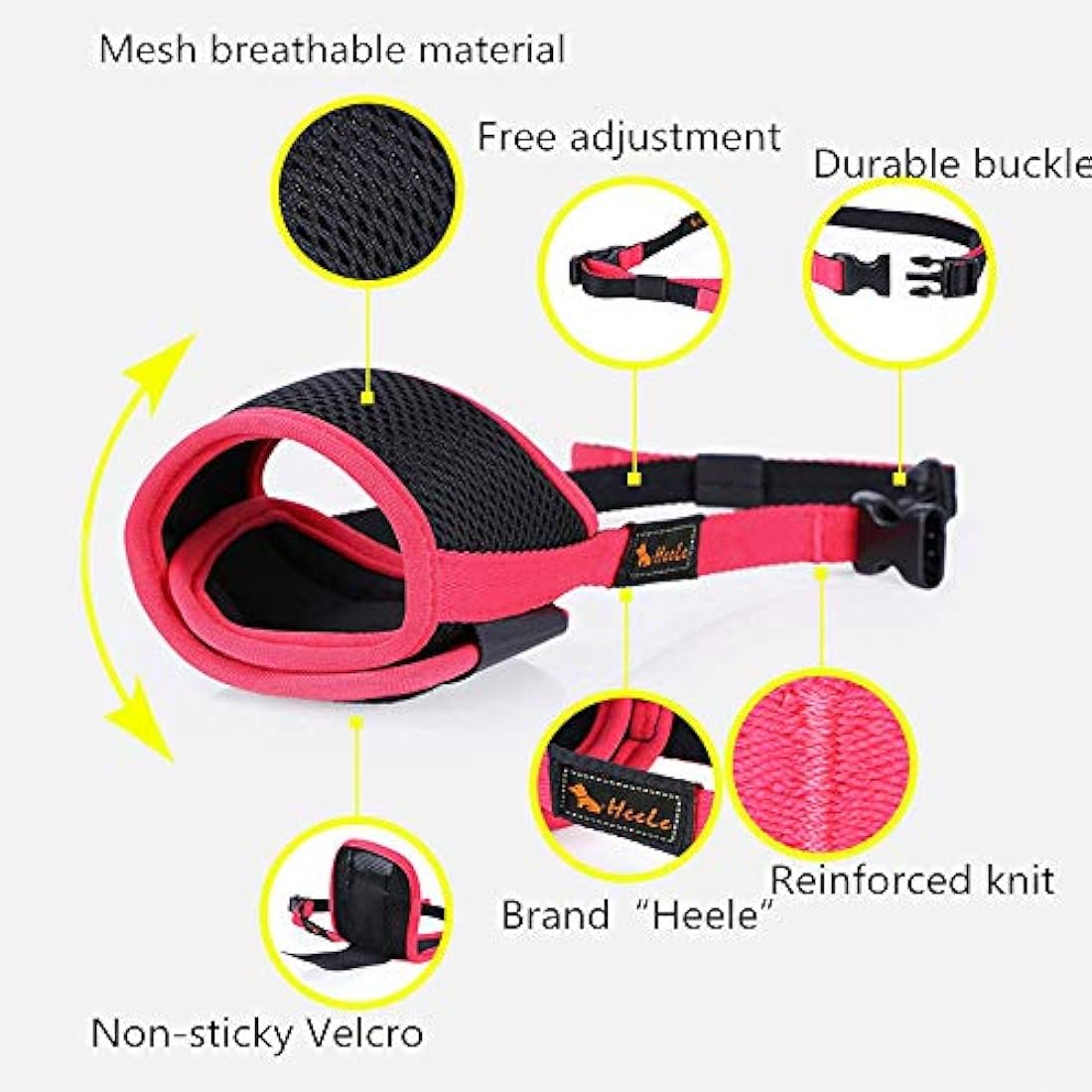 HEELE Dog Muzzle with Adjustable Straps Dog Muzzles to Prevent Biting Barking and Accidental Eating Muzzle for Small Dog (Black-Orange, S)