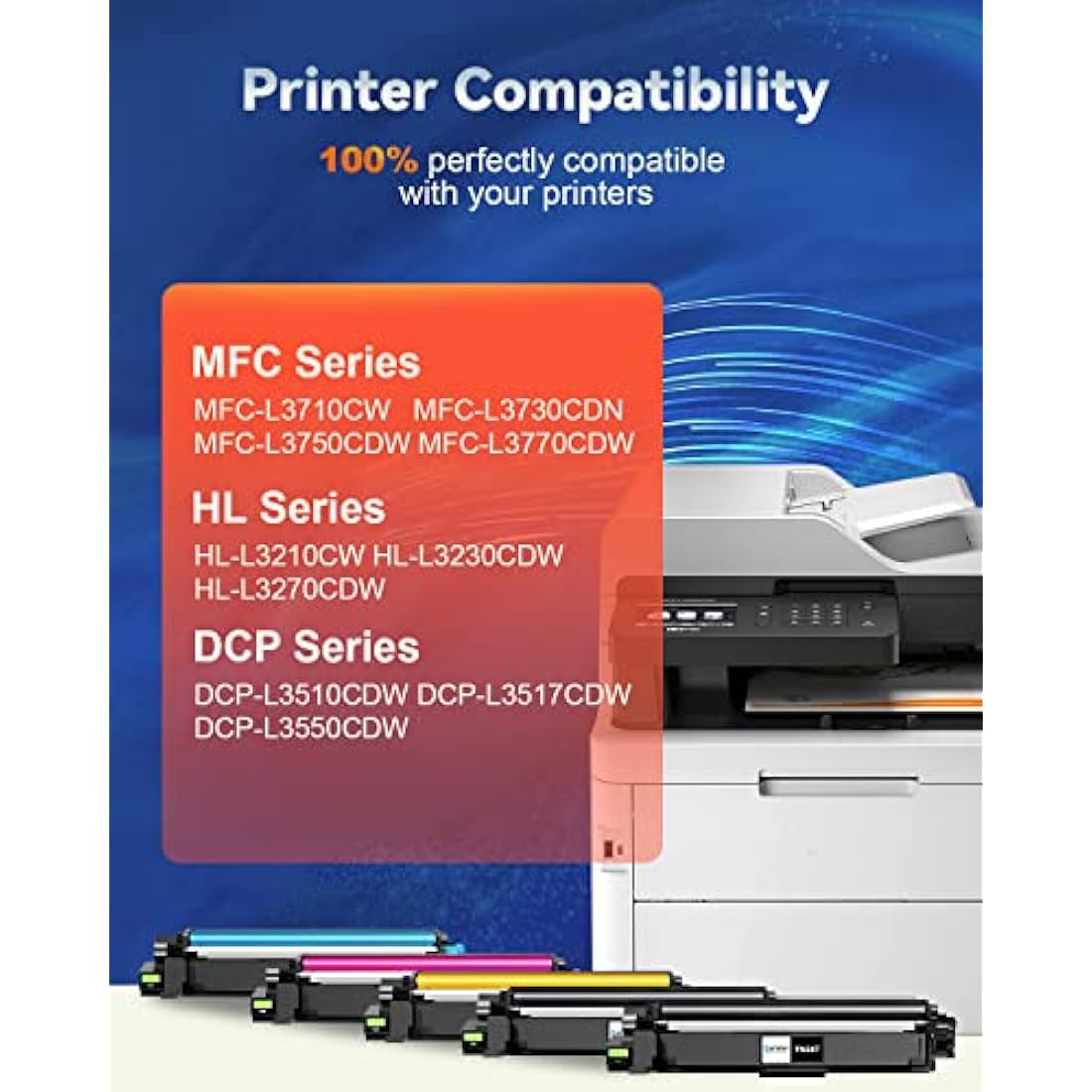 Skydo TN247 Toner Cartridge TN 243CMYK Toner Value Pack, Compatible for Brother DCP-L3550CDW HL-L3230CDW DCP-L3510CDW MFC-L3710CW HL-L3210CW MFC-L3750CDW MFC-L3770CDW HL-L3270CDW Printer (5-Pack)