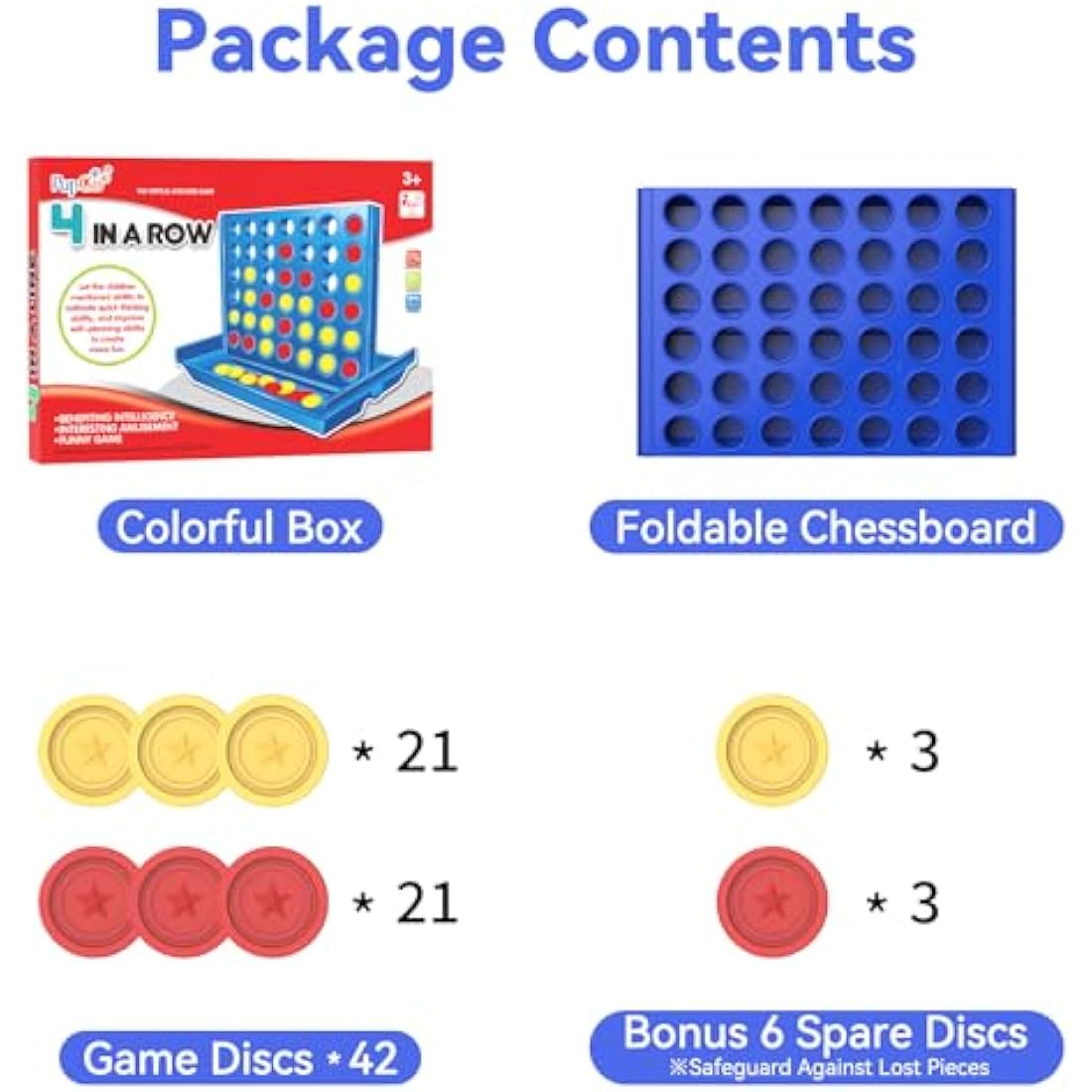 Pup Go Standard Size 4 in a Row Classic Board Game for Kids Ages 3-8, Educational Family Toy for Boys Girls Adults, 2 Player Strategy Game with 6 Spare Discs, Foldable Design (Standard Size)
