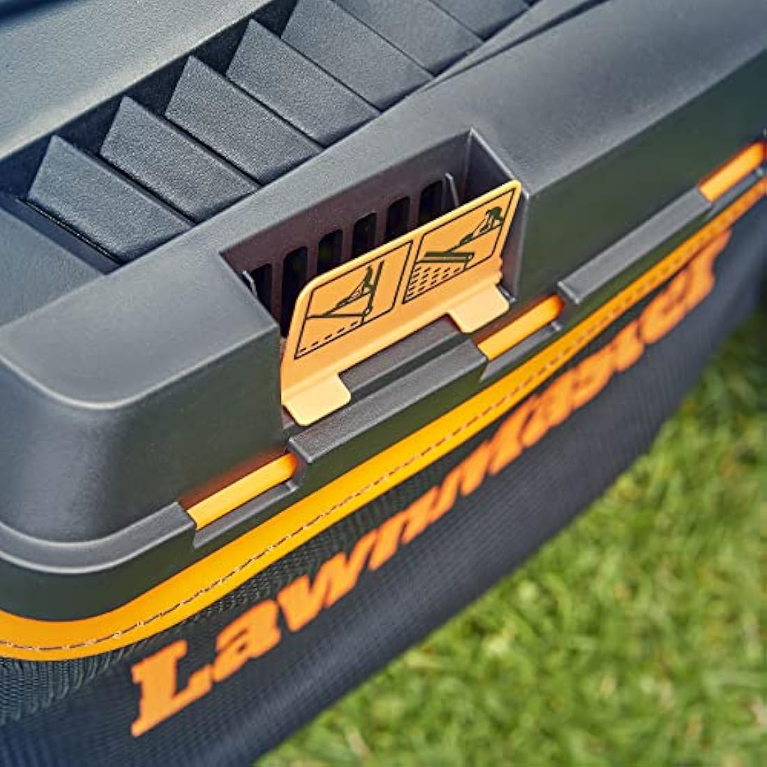 LawnMaster 1400W Electric Lawn Mower with 34cm cutting width, ideal for small to medium sized lawns. With 6 adjustable cutting heights and rear roller for striped finish, 2 year guarantee