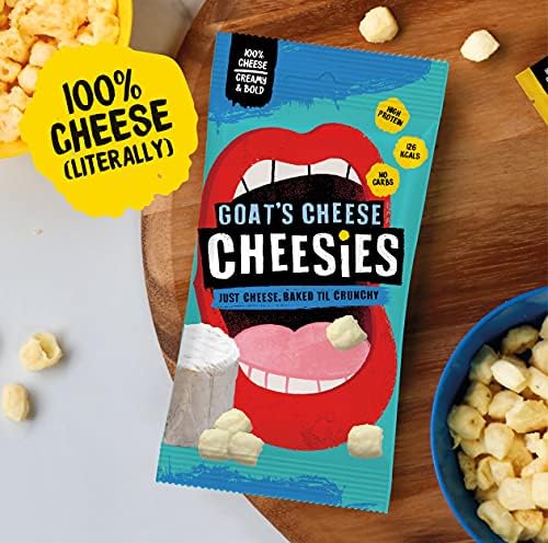 CHEESIES Crunchy Snacking Cheese Keto Snack. Sugar Free, Gluten Free, No Carb, High Protein, Vegetarian (12 x 20g, Goat's Cheese)