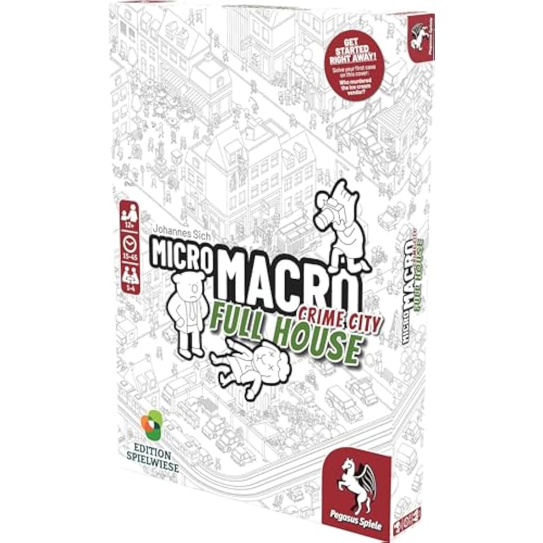 Pegasus Press | MicroMacro: Crime City - Full House | Board Game | Ages 10+ | 1-4 Players | 15-45 Minutes Playing Time