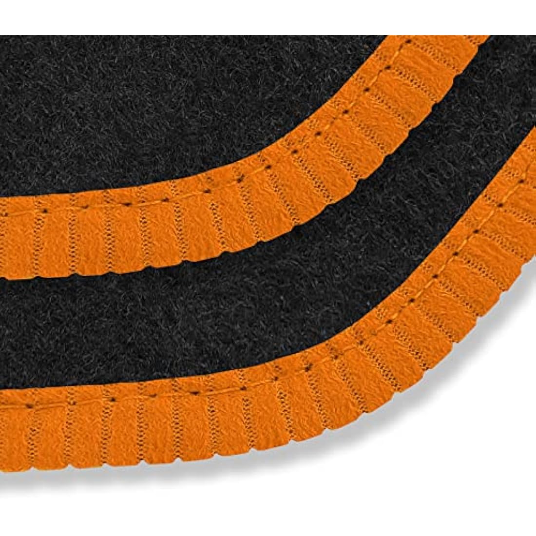 Car Mats FOR Jaguar E-PACE 2017-2021 Black Carpet + Orange Ribbed Trim + Orange Rectangle Heel Pad [SAPP-2226]