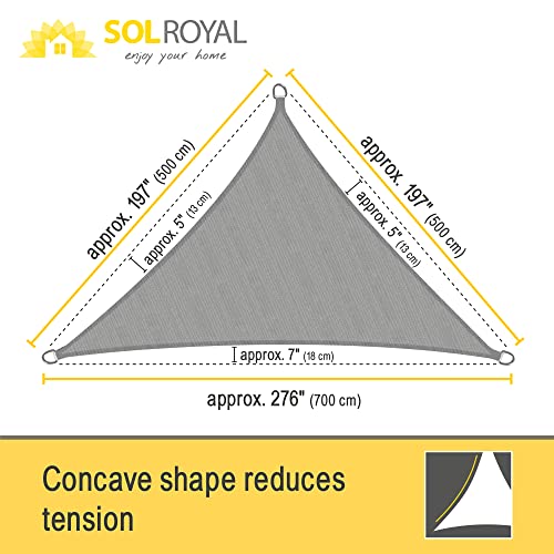 Sol Royal SolVision HS9 ? Triangle Sun Shade Sail 7x5x5 m HDPE Breathable & UV-light resistant Sun Protection for Terrace, Balcony, Pool & Garden ?