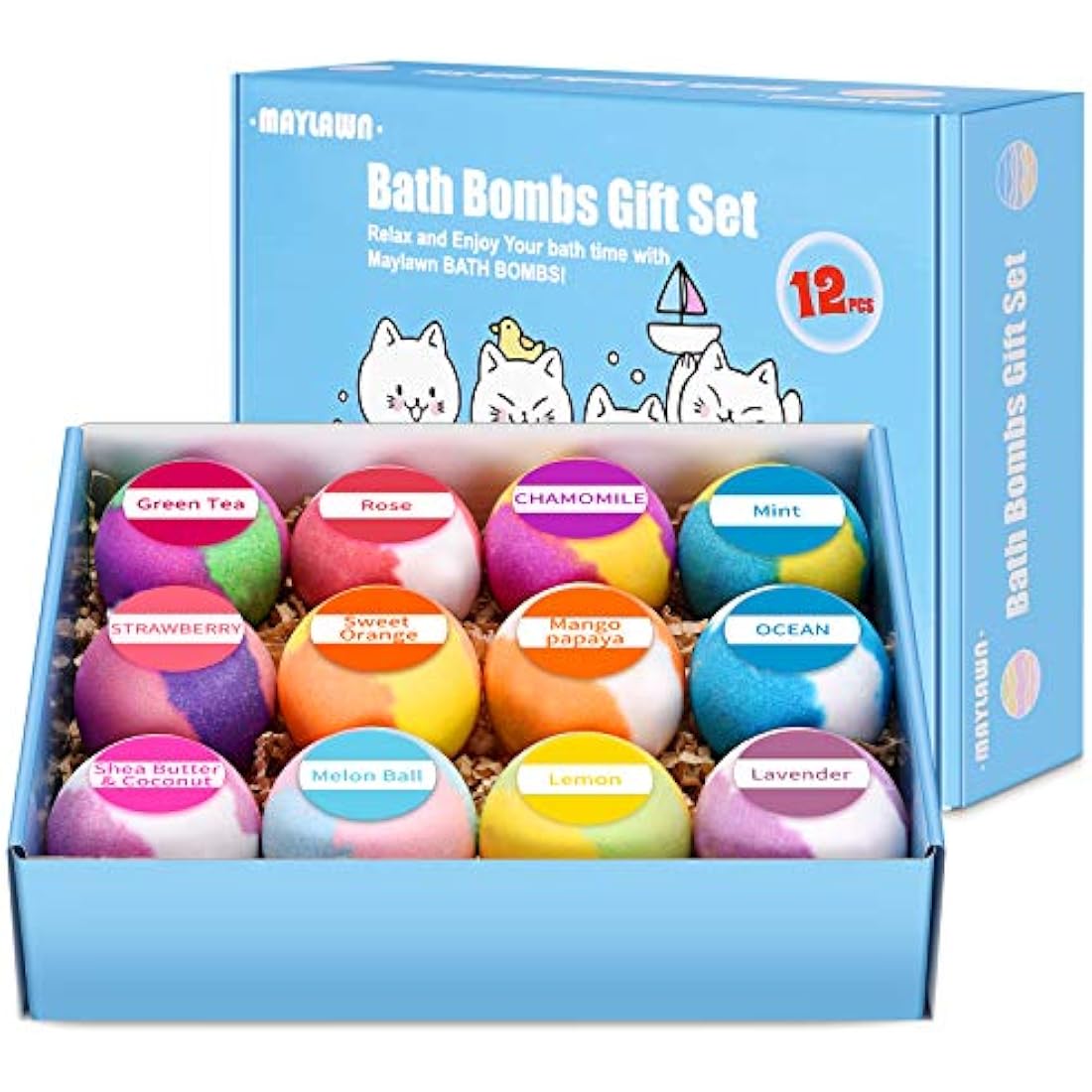 Bath Bombs Gift Set, 12pcs Handmade Fizzy Bubble Bath Bombs, Vegan & Cruelty Free, Perfect for Bubble and Spa Bath, Birthday Mothers Day Gifts Idea for Her/Him, Wife, Girlfriend