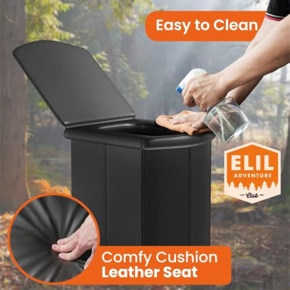 Portable Toilet for Adults Camping Porta Potty, Extra Tall Bathroom Emergency Seat for Car, Poo Powder with Trash Bag with Foldable Toilet with Lid,Carry Bag