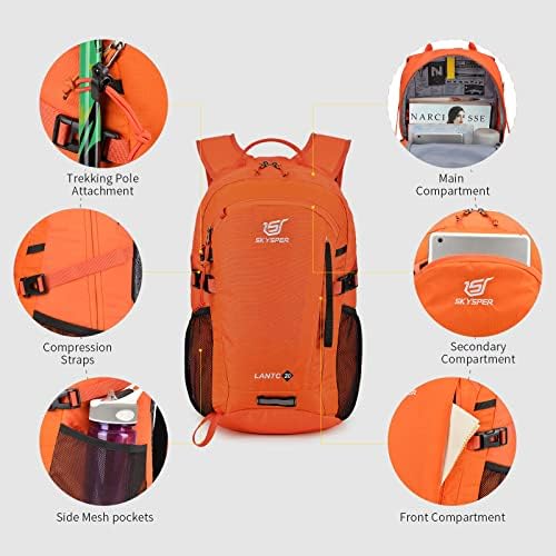 SKYSPER Small Hiking Backpack, 20L Lightweight Travel Backpacks Hiking Daypack Rucksack Women Men for Trekking Backpacking Outdoor Sports