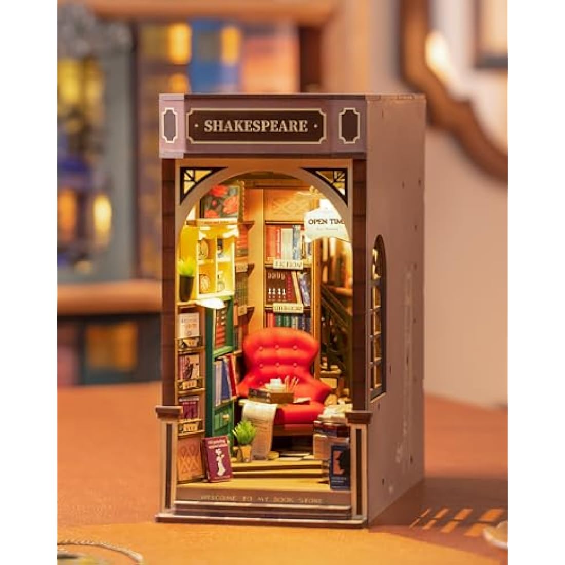 Rolife Book Nook Kits for Adults Shakespeare's Bookstore 3D Puzzles Miniature Dollhouse Models Kit for Adults to Build Bookshelf Decoration Halloween Christmas Birthday Gifts for Girls