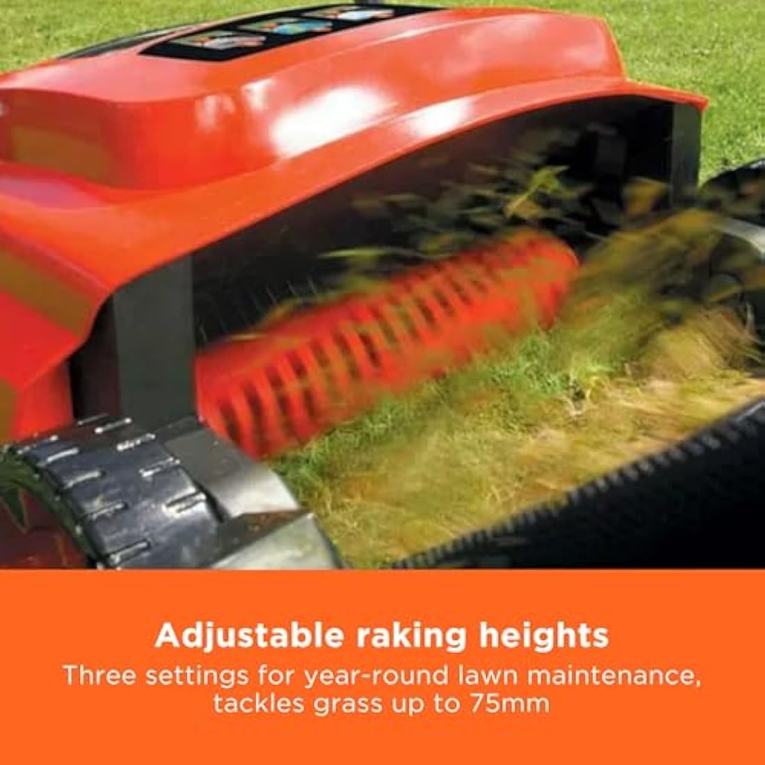 BLACK+DECKER Lawn Raker, 600W, Adjustable Height Scarifier with Large Capacity Front Loading Grass Box, GD300-GB