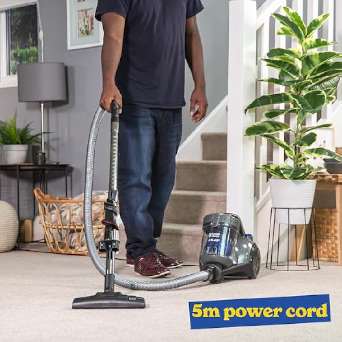 Russell Hobbs Cylinder Vacuum Cleaner ATLAS2 2.5 Litre Grey & Blue with 3 in 1 Multi-Tool, Triple Dust Lock 700W High Efficiency Motor, 2 Year Guarantee RHCV3101