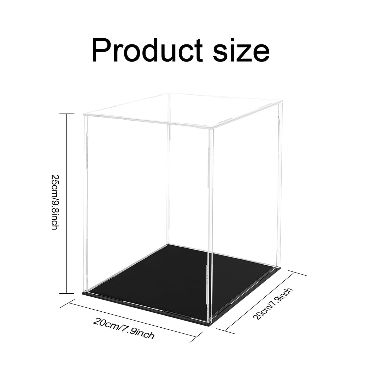 Acrylic Display Case 20 x 20 x 25 cm Clear Collectibles Display Box Display Stand Storage Protective Box for Minifigure, Toys, Crafts, Memorabilia