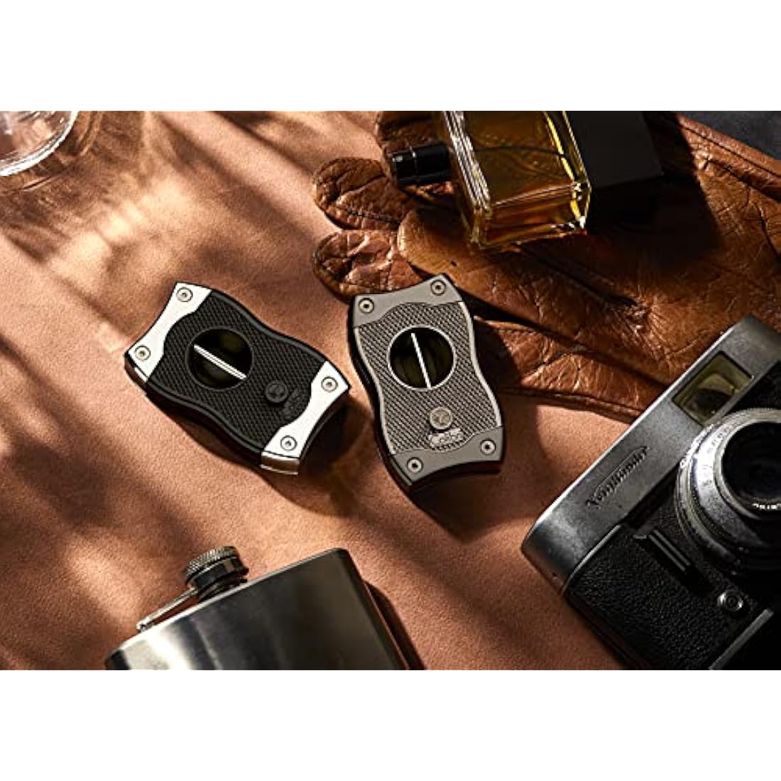Colibri SV-Cut Cigar Cutter| Black/Chrome/Gunmetal/Rose Gold |Spring Loaded Release | Deep 7mm V Cut and up-to 3mm Straight Cut | Up-to 68 Ring Gauge Cigars | Ergonomic Design (Gunmetal)