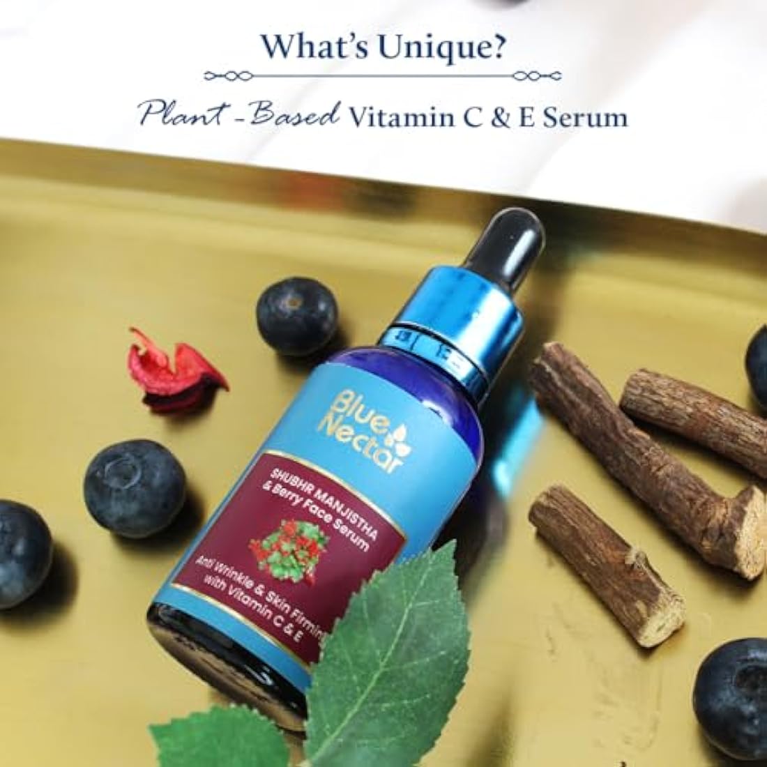 Blue Nectar Manjistha Vitamin C Face Serum for Anti Wrinkle| Advanced Anti Aging Formula with Power of Vit C & E |For Glowing Skin with Radiant Berries (13 herbs, 30 ml)