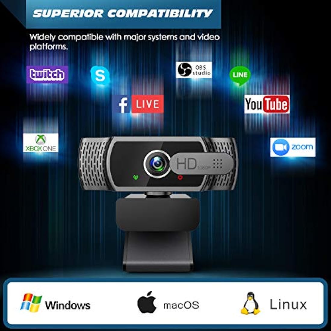 YIMONA Webcam for PC with Microphone - 1080P FHD Webcam with Privacy Cover, Plug and Play USB Web Camera for Desktop & Laptop Conference, Meeting, Zoom, Skype, Facetime, Windows, Linux, and macOS