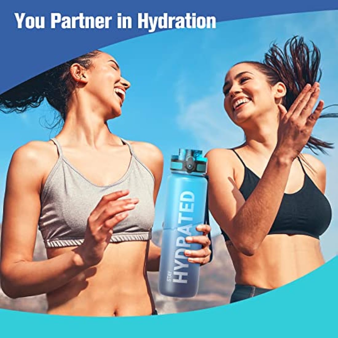 Sahara Sailor Leakproof Water Bottle 1L/500ML/750ML, Tritan BPA Free Motivational Sport Drinks Bottle with Clear Time Marker, Lock Cover, Easy Clean Brush, Durable for Gym, School, Cycling (1 Bottle)