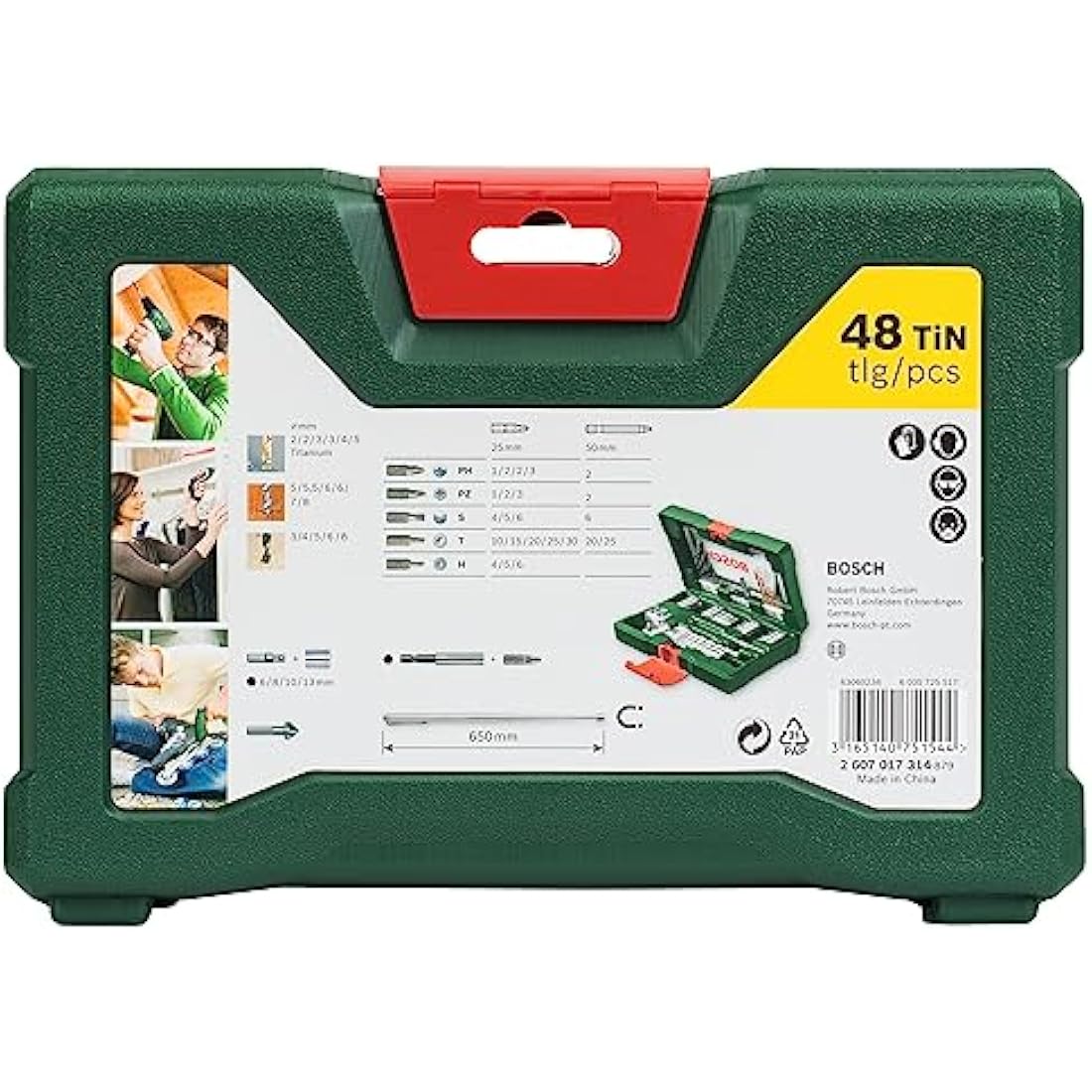 Bosch 48 pcs. Titanium Drill and Screwdriver Bit Set V-Line (with Magnetic Rod, for Wood, Masonry and Metal, Accessories Drills and Screwdrivers)