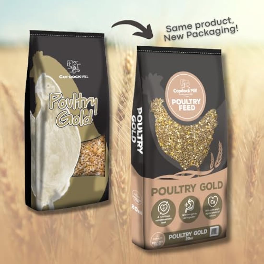 Copdock Mill Poultry Gold Chicken Feed 20kg - Highly Nutritious Chicken Food - Contains Layer Pellets, Oyster Shell and Hen Grit - High in Calcium