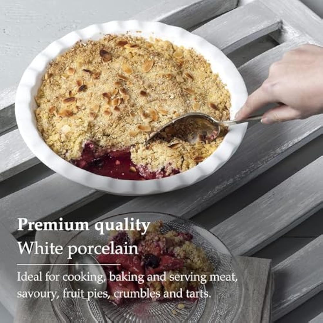 WM Bartleet & Sons 1750 T269 Crinkle Rim Pie Dish, White,27cm