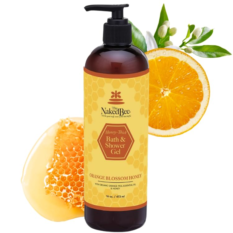 The Naked Bee Orange Blossom Honey Bath & Shower Gel 450ml | Moisturising & Cleansing Body Wash for Men & Women | Scented Hydrating Skincare
