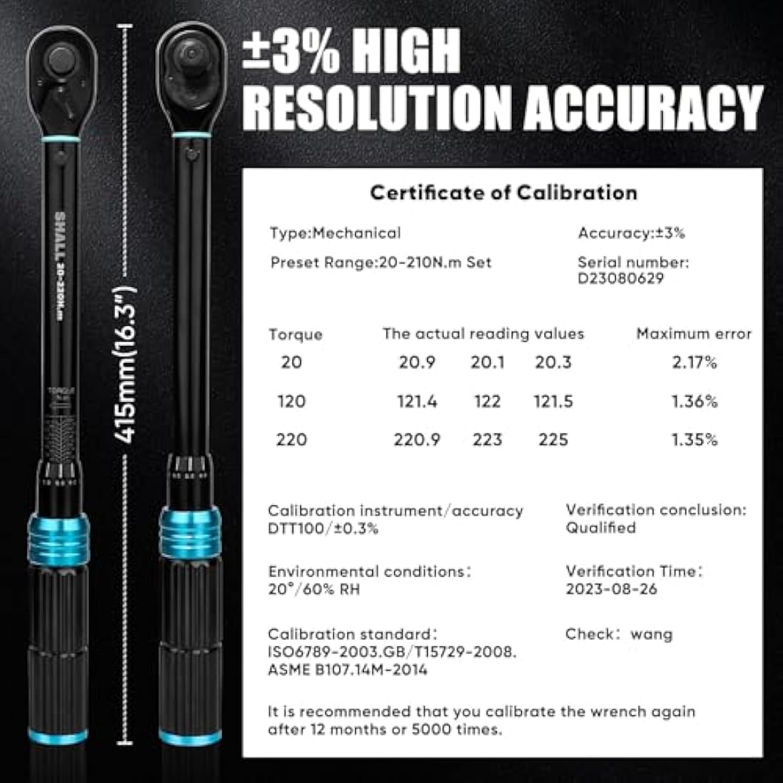 Shall 7-Piece 1/2" Torque Wrench Set, (20-220Nm) Dual Direction Adjustable 72 Tooth for Suitable for car and Motorcycle Maintenance,with Extension Pole and Storage Box