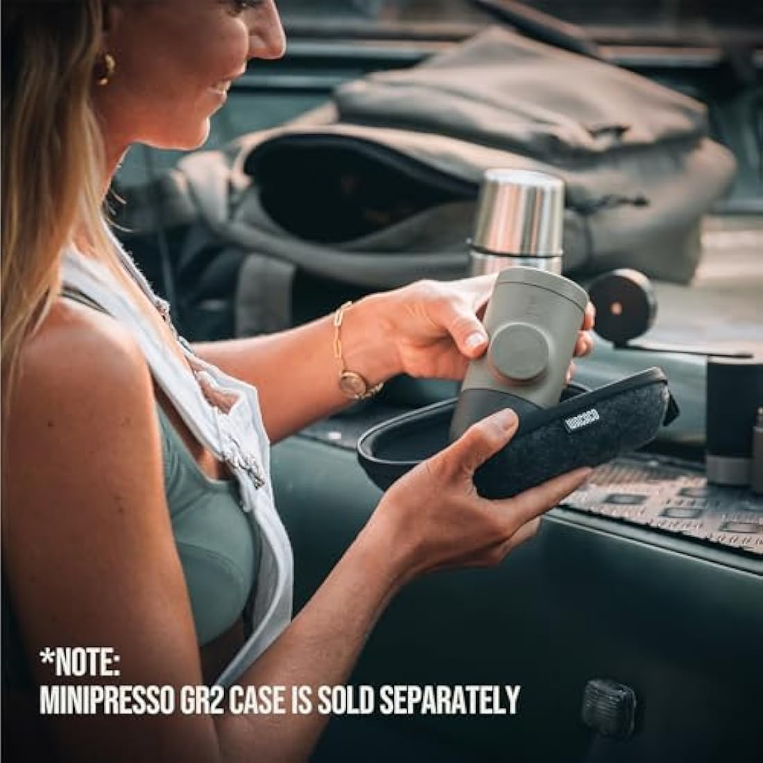 WACACO Minipresso GR2, Espresso Machine for Outdoor Compatible Ground Coffee, Portable Coffee Maker 18 Bar Manually Operated, Espresso Maker On The Go, Ultra-Small For Travel Camping Car Fishing