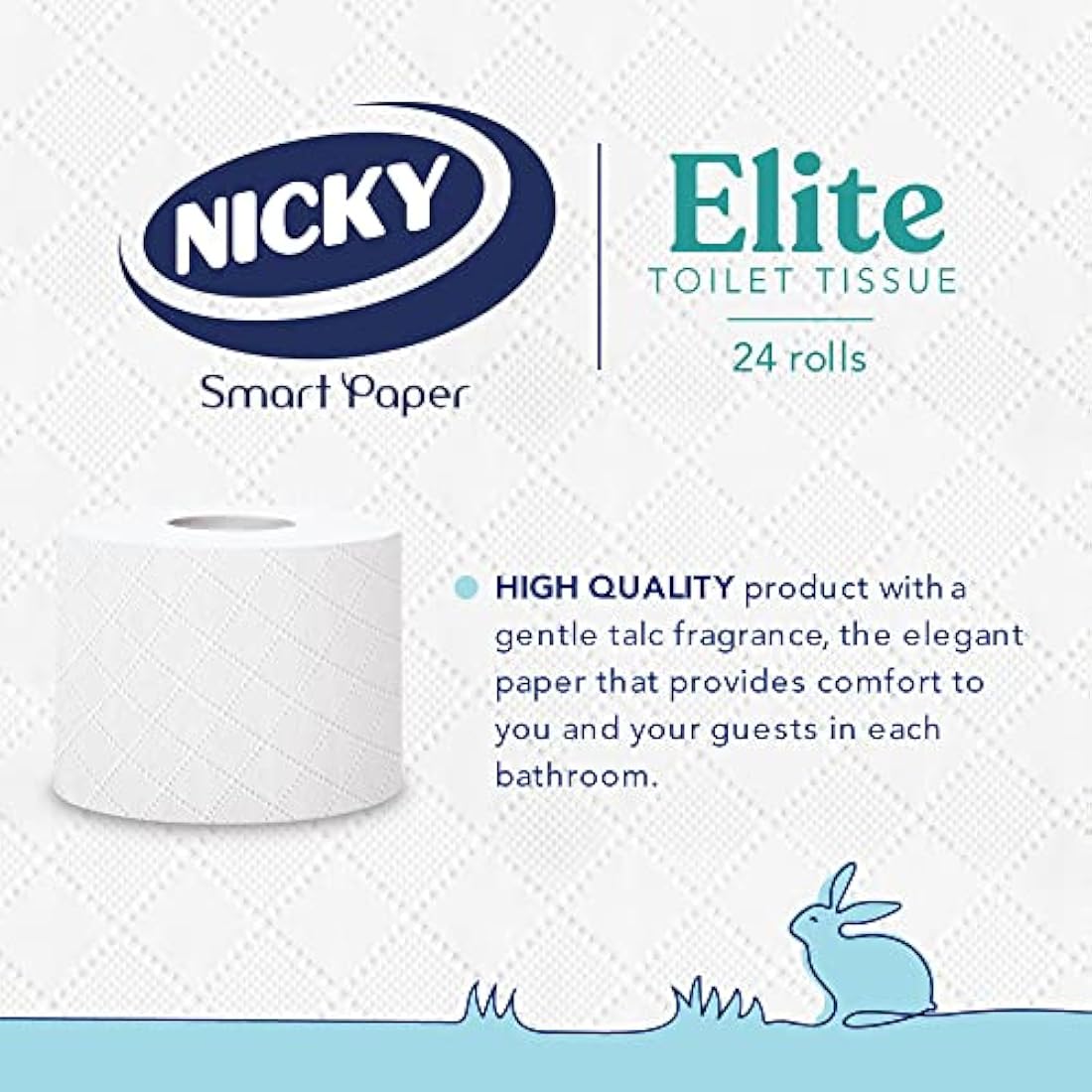 Nicky Elite Scented Toilet Tissue | 24 Rolls of White Toilet Paper| 3-ply | Talc Scent | Softness to The Skin | Enriched with Lotion |100% FSC Certified Paper | Extra Value Pack