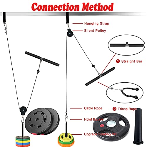 Taeku LAT Pulley System for Home Gym ? Strength Training Fitness Equipment Cable Machine for Triceps, Biceps, Back & Shoulder Workouts (100" Cable+2''