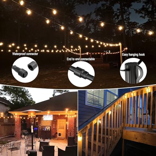 Skeerei 30M Festoon Lights Outdoor Mains Powered Led Garden Lights String with Vintage 52pcs 2700K Warm White for Pegola, Patio, Gazebo, Backyard,Terrace, Party,Wedding [Energy Class G]