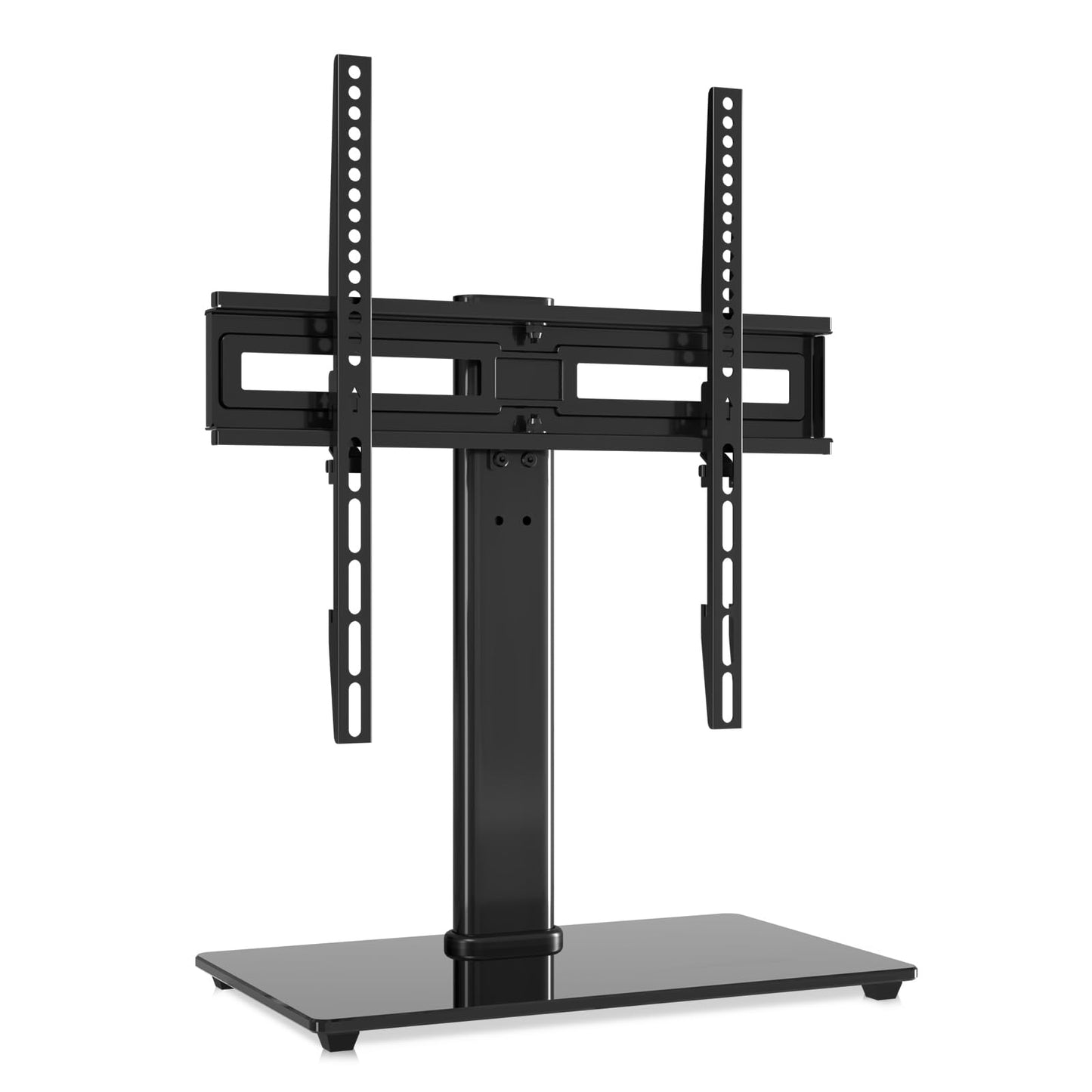 suptek Universal Swivel TV Stand, Table Top TV Stand for Most 26-55 inch Flat Curved Screens up to 45KG, Height Adjustable Tempered Glass TV Base
