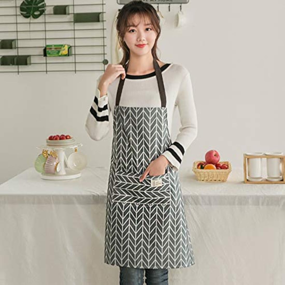 YuZhou 2Pcs PVC Apron for Women Waterproof Plastic Kitchen Cooking Apron with Pocket Wipe Clean Wipeable Coated Apron Chefs Pinafore for Baking Grilling Household Cleaning Dishwashing