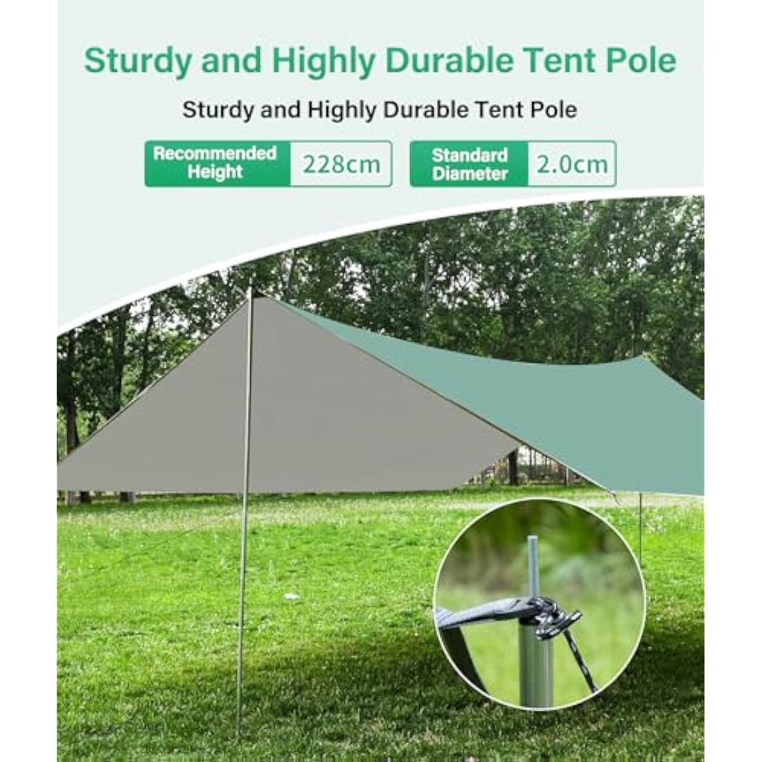 WADEO Camping Tent Tarp Shelter, 3m x 3m Hammock Tarpaulin Waterproof Ground Sheets Portable Tarpaulin Shelter with 8 Pegs and 8 Guy Lines for Camping Picnic Hiking Adventure