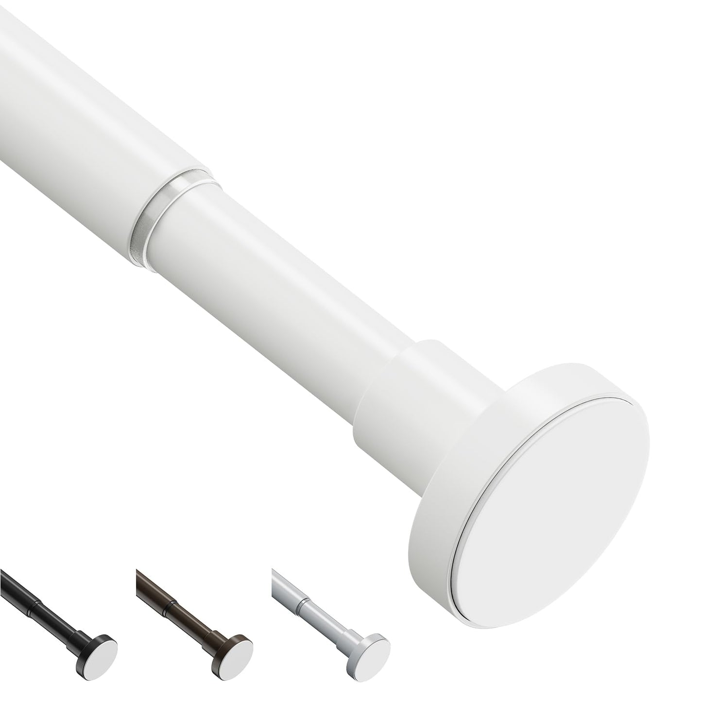 WELDUN Extendable Shower Curtain Rod, Curtain Tension Pole 48-154CM, No Drill Telescopic Curtain Pole, Adjustable Strong Shower Rail for Bathroom