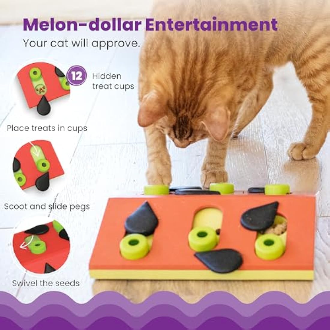 Nina Ottosson by Catstages Melon Madness Puzzle & Play - Interactive Cat Treat Puzzle