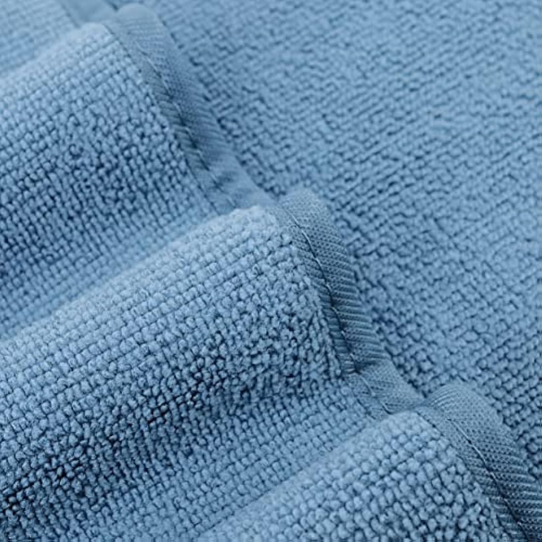 POLYTE Plush Quick Dry Lint Free Microfibre Bath Towel Set, 6 Pieces (Blue)
